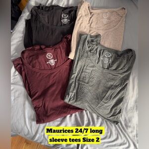 Maurices Long Sleeve Tees - Black, Tan, Burgundy, Gray